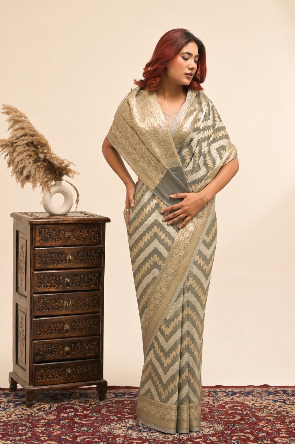 Handloom Banarasi Kora Silk Saree with Zari Work